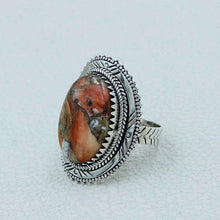 Orange Oyster Turquoise Sterling Silver Ring