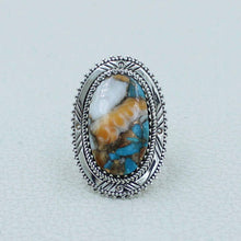 Spiny Oyster Turquoise Silver Ring