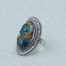 Spiny Oyster Turquoise Silver Ring