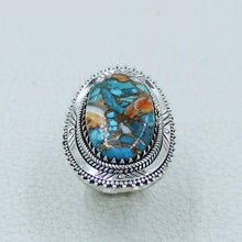 Spiny Oyster Turquoise Silver Ring