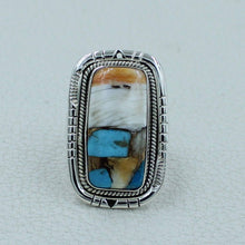 Turquoise Spiney Oyster Silver Ring Size 10