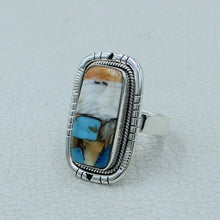 Turquoise Spiney Oyster Silver Ring Size 10