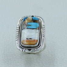 Turquoise Spiney Oyster Silver Ring Size 10