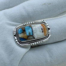 Turquoise Spiney Oyster Silver Ring Size 10