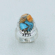 Spiny Oyster Turquoise Silver Ring Size 9