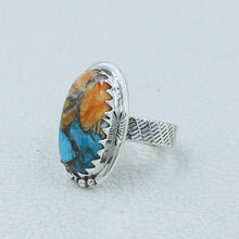 Spiny Oyster Turquoise Silver Ring Size 9