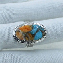 Spiny Oyster Turquoise Silver Ring Size 9
