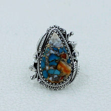 Spiny Oyster Turquoise Silver Ring
