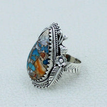 Spiny Oyster Turquoise Silver Ring