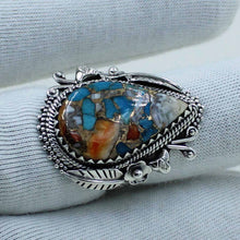 Spiny Oyster Turquoise Silver Ring