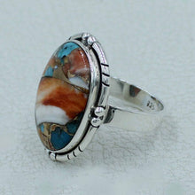 Orange Spiny Oyster Silver Ring