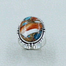 Orange Spiny Oyster Silver Ring