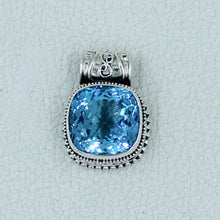 Blue Topaz Gemstone Pendant in 925 Sterling Silver Birthstone Necklace