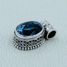 Unique Designer Sterling Silver Blue Topaz Pendant