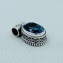 Unique Designer Sterling Silver Blue Topaz Pendant
