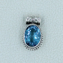 Unique Designer Sterling Silver Blue Topaz Pendant