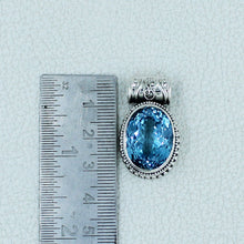 Unique Designer Sterling Silver Blue Topaz Pendant