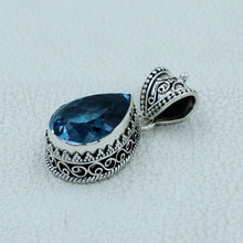 Blue Topaz Solid Sterling Silver Pendant