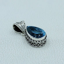Blue Topaz Solid Sterling Silver Pendant