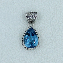 Blue Topaz Solid Sterling Silver Pendant