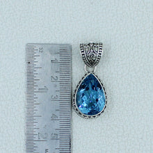 Blue Topaz Solid Sterling Silver Pendant