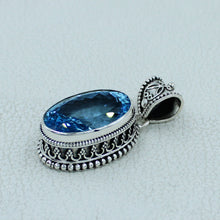 Natural Blue Topaz Silver Pendant