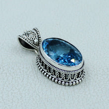 Natural Blue Topaz Silver Pendant