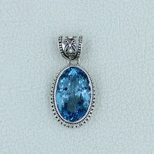 Natural Blue Topaz Silver Pendant