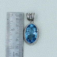 Natural Blue Topaz Silver Pendant