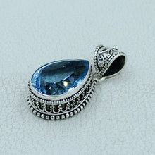 Natural Blue Topaz Silver Pendant