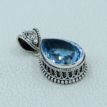 Natural Blue Topaz Silver Pendant