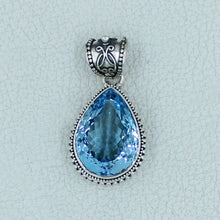 Natural Blue Topaz Silver Pendant
