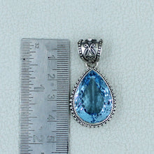 Natural Blue Topaz Silver Pendant