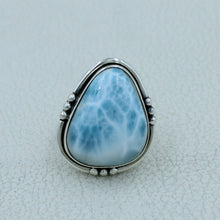 Blue Larimar Sterling Silver Ring Size 9