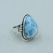 Blue Larimar Sterling Silver Ring Size 9