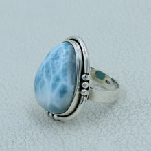 Blue Larimar Sterling Silver Ring Size 9