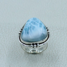 Blue Larimar Sterling Silver Ring Size 9