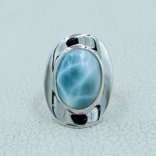 Larimar Solid Sterling Silver Ring Size 8