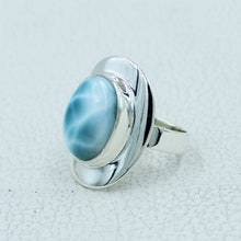 Larimar Solid Sterling Silver Ring Size 8
