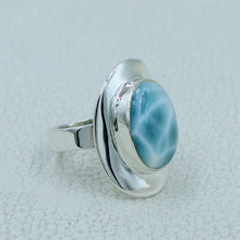 Larimar Solid Sterling Silver Ring Size 8
