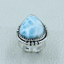 Natural Larimar Solid Sterling Silver Ring Size 8