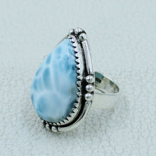 Natural Larimar Solid Sterling Silver Ring Size 8