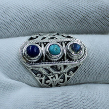 Turquoise, Lapis Lazuli Sterling Silver Ring