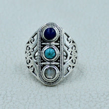 Turquoise, Lapis Lazuli Sterling Silver Ring