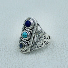 Turquoise, Lapis Lazuli Sterling Silver Ring