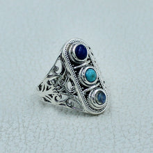Turquoise, Lapis Lazuli Sterling Silver Ring
