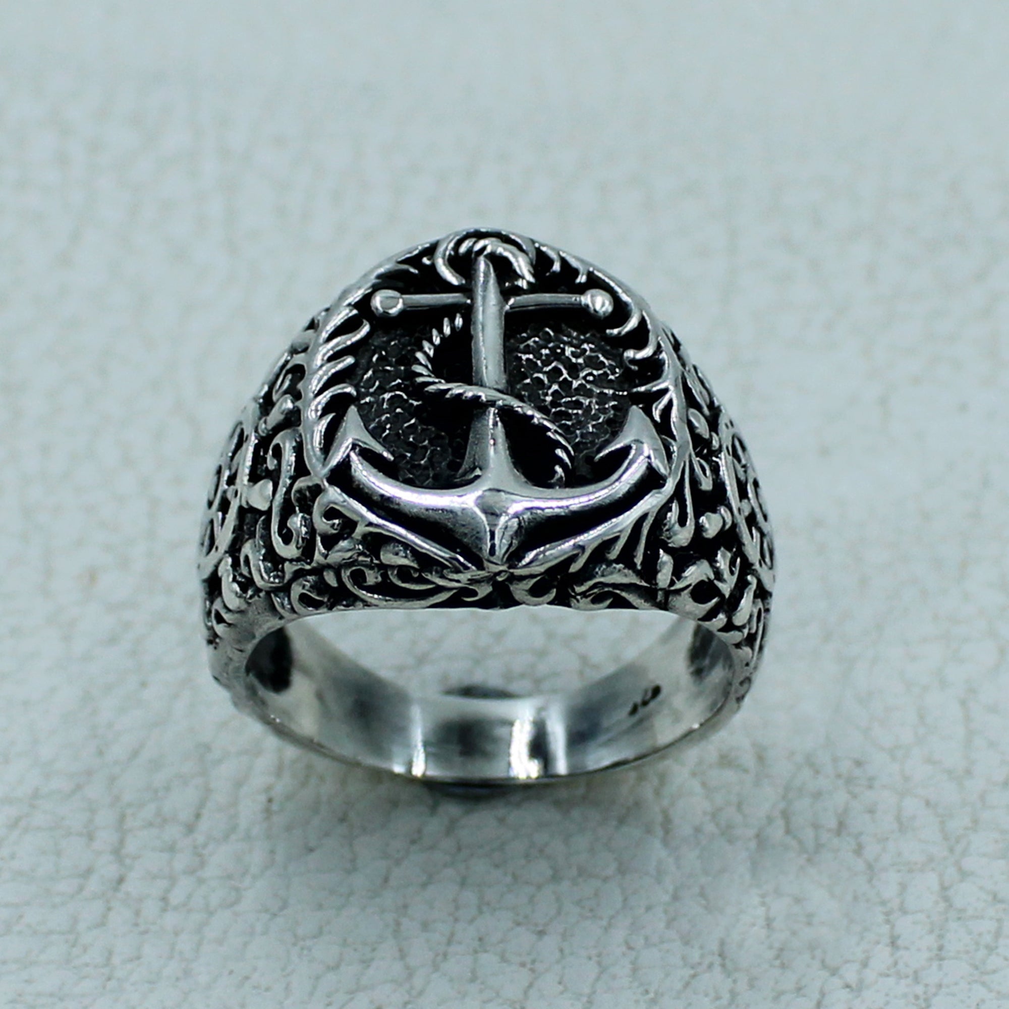Vintage Anchor Ring Punk Mens Rings