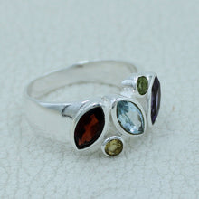 925 Sterling Silver Cluster Gemstone Ring
