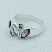 925 Sterling Silver Cluster Gemstone Ring