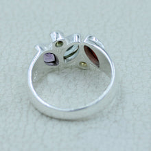 925 Sterling Silver Cluster Gemstone Ring